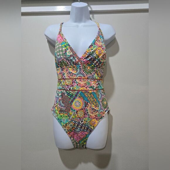 Bleu By Rod Beattie Seriously Sunny One Piece Swimsuit NWOT Size 12 Paisley - Picture 3 of 5